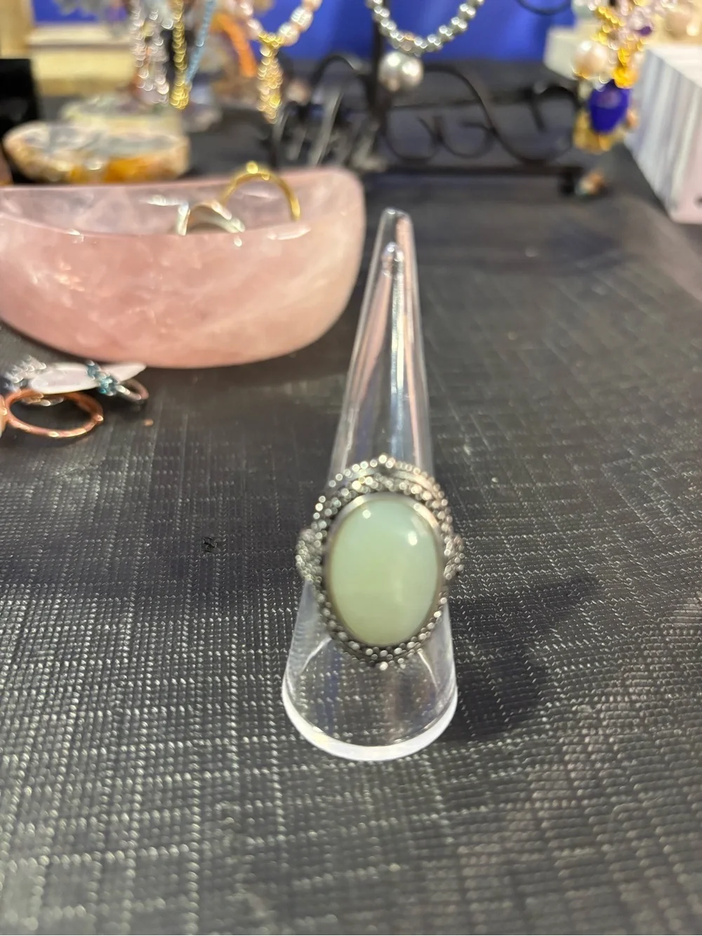 Sterling Silver Green Stone Oval Cocktail Ring